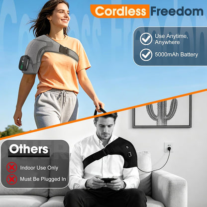 Shoulder Heating Pad with Massage, Rotator Cuff Shoulder Brace for Frozen