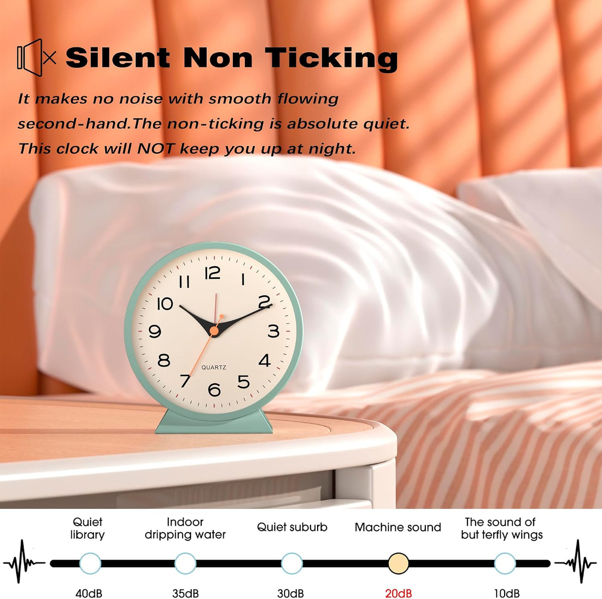 AYRELY® 4.5" Analog Alarm Clock, Small Retro Desk Clock and Table Clock