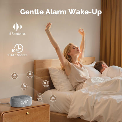 1Mii White Noise Machine with Alarm Clock, Sound Machine for Sleeping | for Adult Baby, Smart App Controlled, 30 Soothing Sounds, Dimmable 7-Color Night Light, Sleep Timer, 30 Volume Levels - Grey