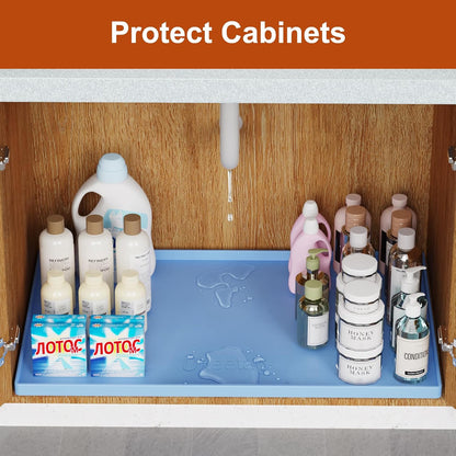 34" x 22" Extra Thick Silicone Mat Waterproof with Raised Edge, | Under Sink Mat for Kitchen & Bathroom, Kitchen Cabinet Liner, Multi-Purpose for Storage & Protection