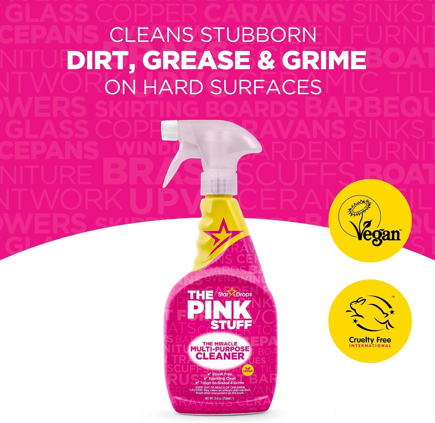 The Pink Stuff Miracle Multi-Purpose Cleaner Spray, 30 fl oz | Now 20% More, All-Purpose Cleaning Solution, For Kitchens, Bathrooms, Floors & More, Cuts Through Grease & Grime, Powerful