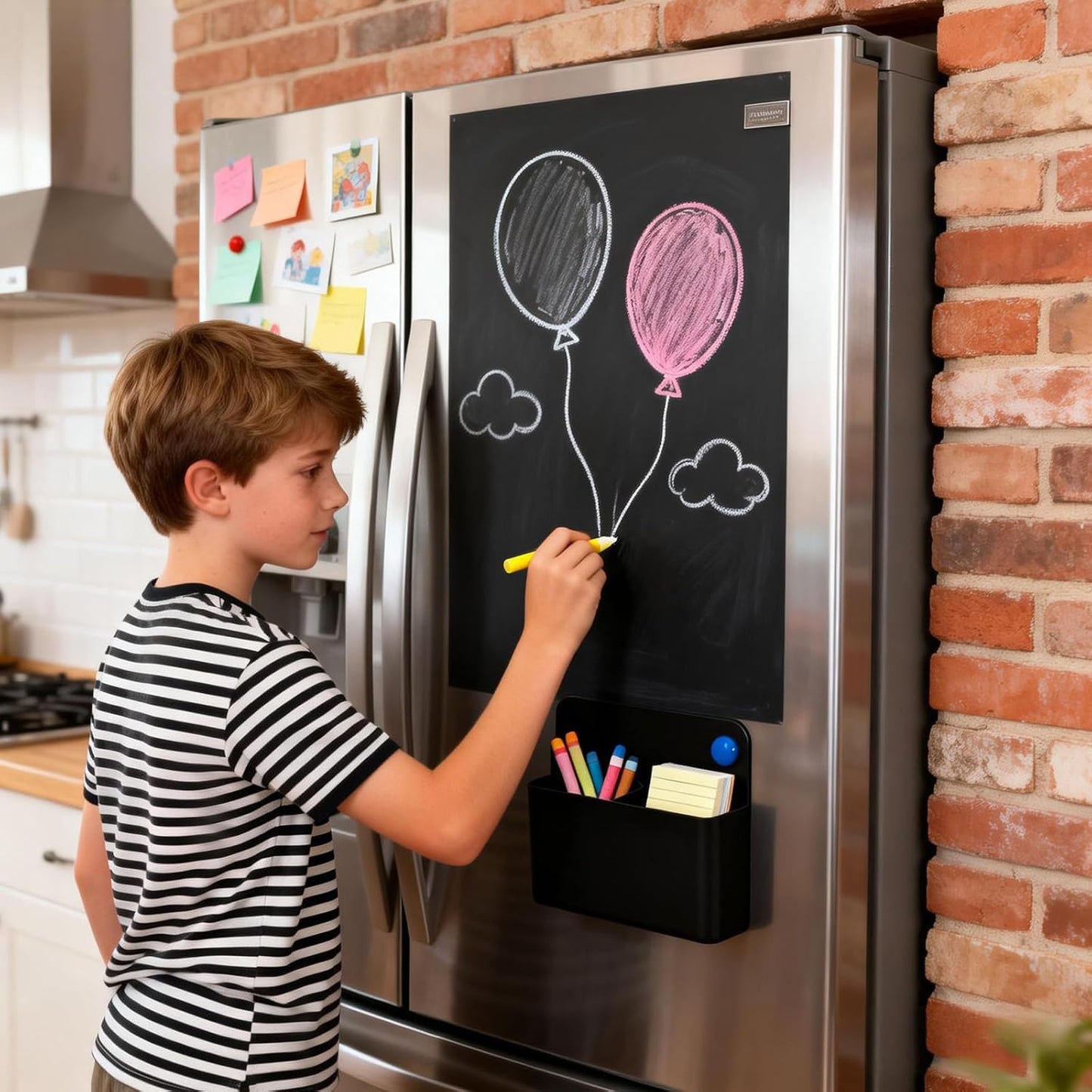 2-piece Black Hangable Dry Erase Pen Holder, Refrigerator, Whiteboard | Waterproof Oxford Cloth and PVC, Clear Window for Easy Identification, Reinforced Eyelets, Great Capacity