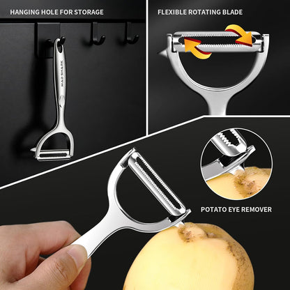 MAD SHARK Vegetable Peeler,Ultra Sharp Y Serrated Blade Peelers for Kitchen | Y Shaped Peeler Rust-proof Stainless Steel,Non-slip Ergonomic Grip,Easy Clean for carrots, potatoes, apples, fruits & veggies