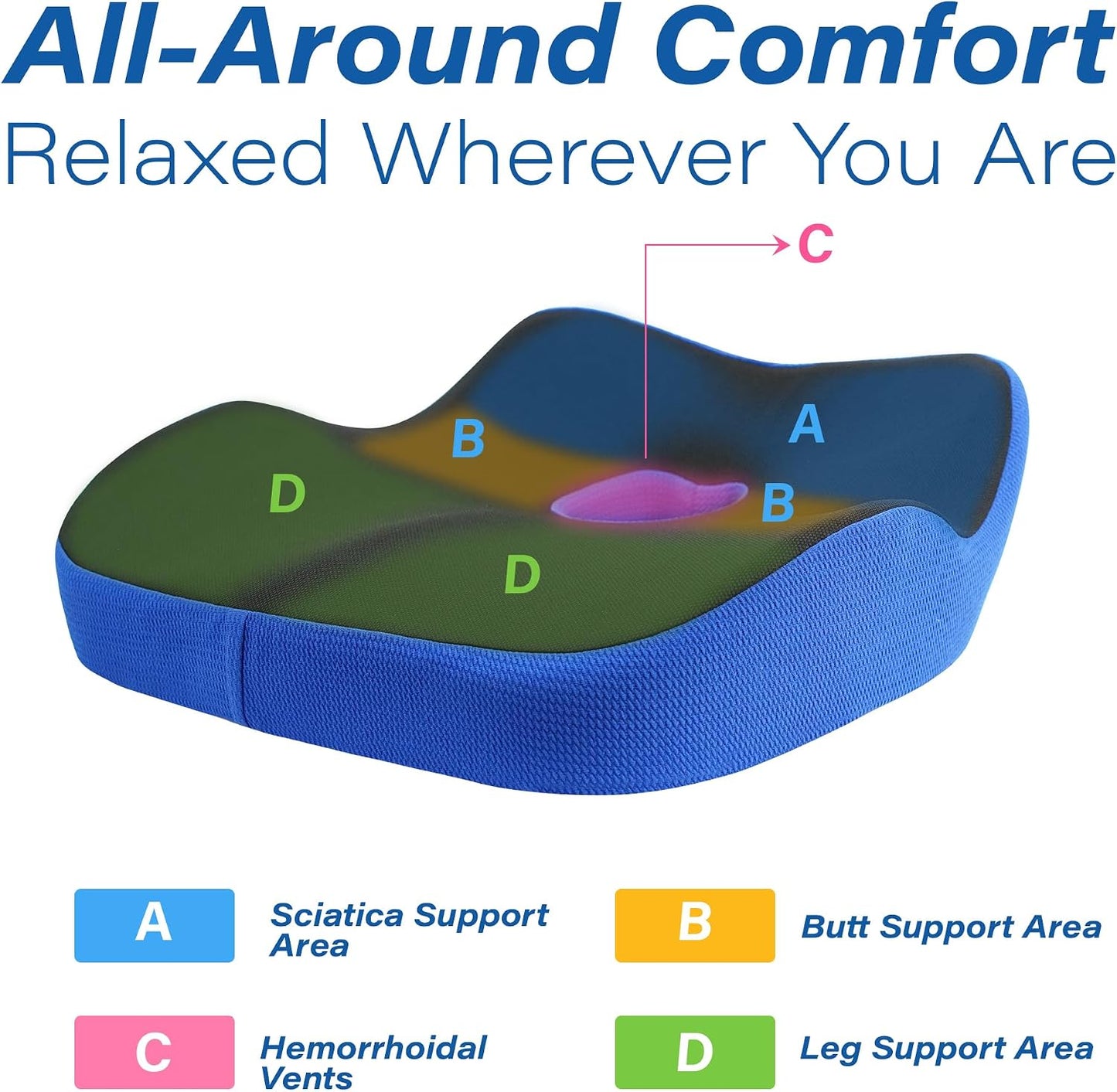 Allaboutsla Car Seat Cushion for Driving, Car Seat Pillow for Short Drivers | Ergonomic Memory Foam Seat Cushion for Pain Relief, Adult Booster Seat for Car, Butt Cushion for Car, Truck, Office, B&G