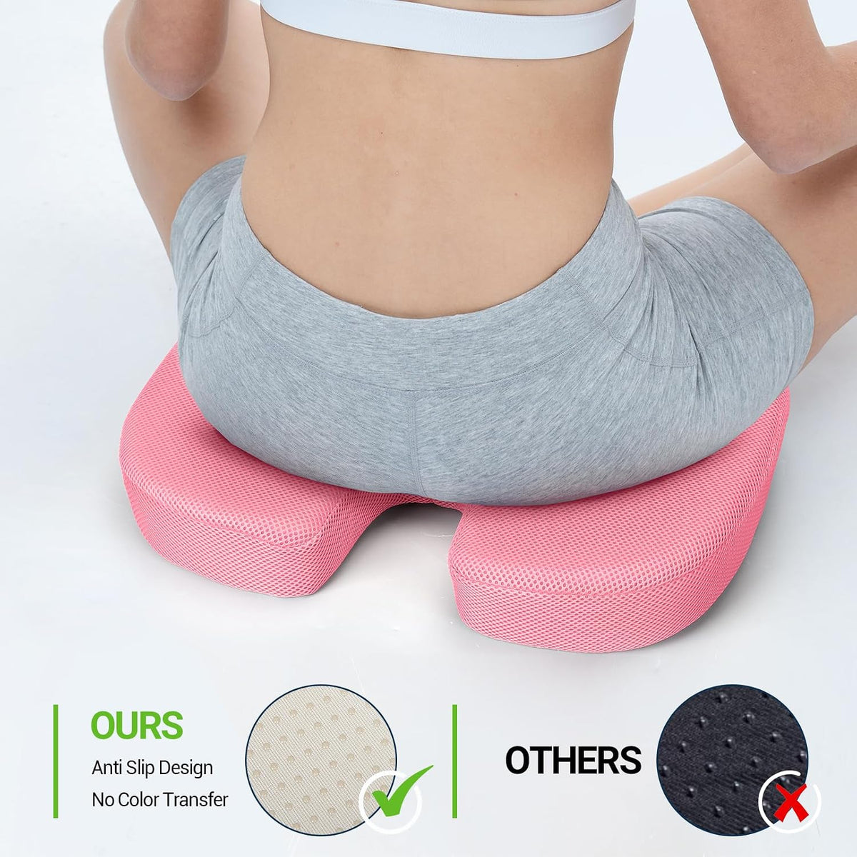 Season Guard Gel Memory Foam Seat Cushion for Tailbone Pain Relief, Black