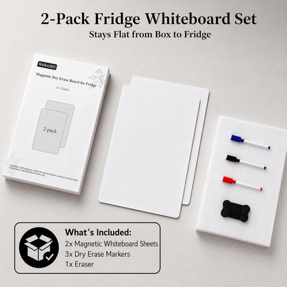 Magnetic White Board for Refrigerator Plan Weekly Menus at a Glance | Dry Erase Sheet for Meal Schedules - 12" x 8" Kitchen Command Center for Busy Moms with Magnet Backing Packed Flat