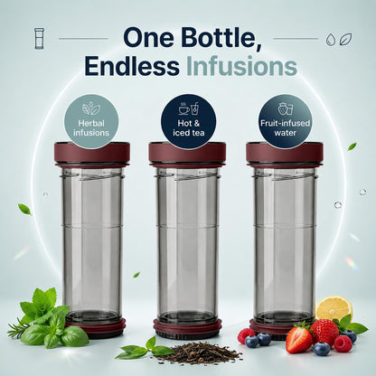 VIVA Recharge Tea Infuser Bottle, 16 oz Insulated Stainless Steel Travel Tea Tumbler with Infuser for Loose Leaf, Hot & Cold Tea & Coffee, Patented Steep Control, Leak-Resistant Lid - Mustard