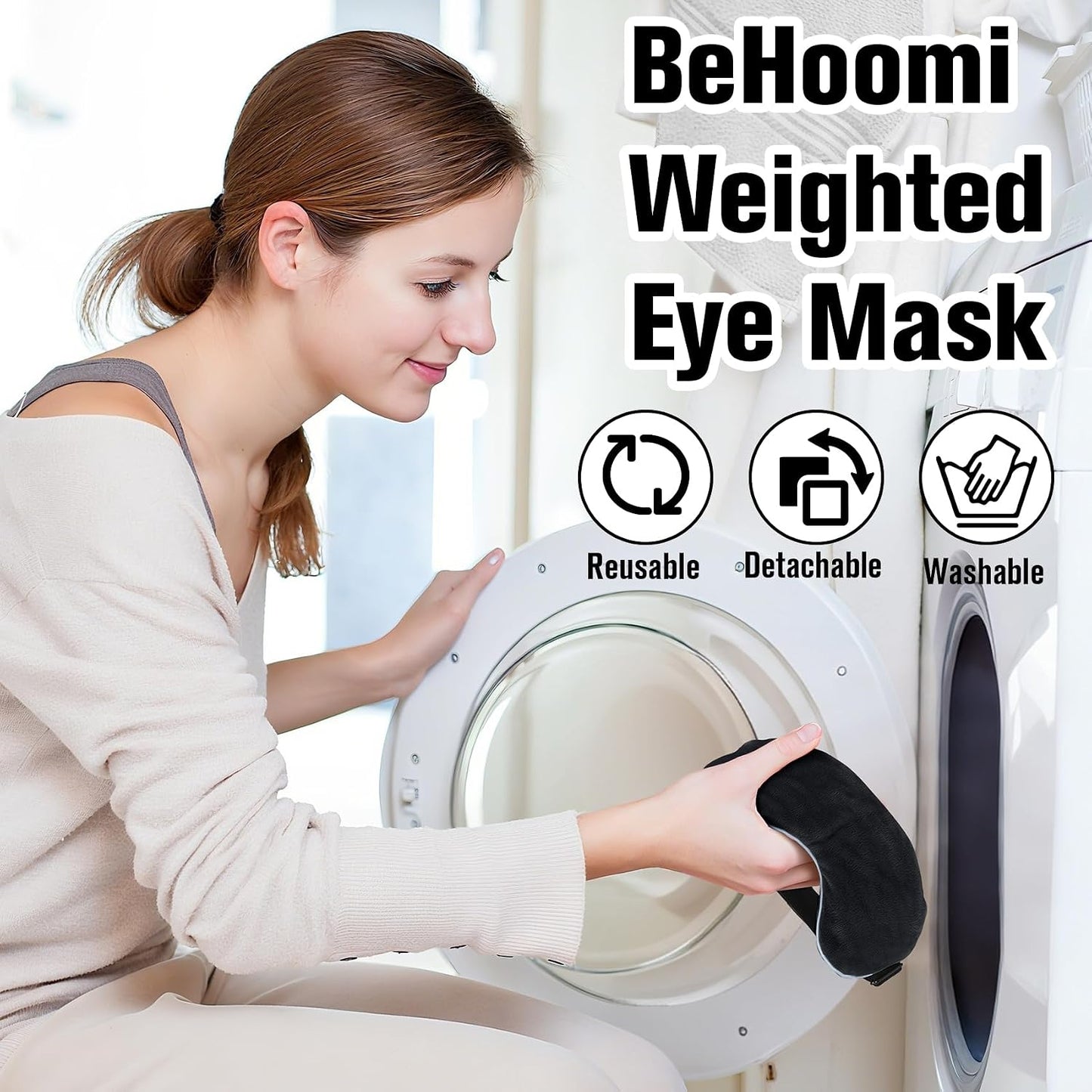 BeHoomi Heated Eye Mask, Weighted Sleep Mask for Eye Relaxation, Purple | Warm Compress for Eyes, Cooling Eye Mask for Sleeping, Reusable Hot and Cold Eye Masks for Home, Office, Gifts for Women