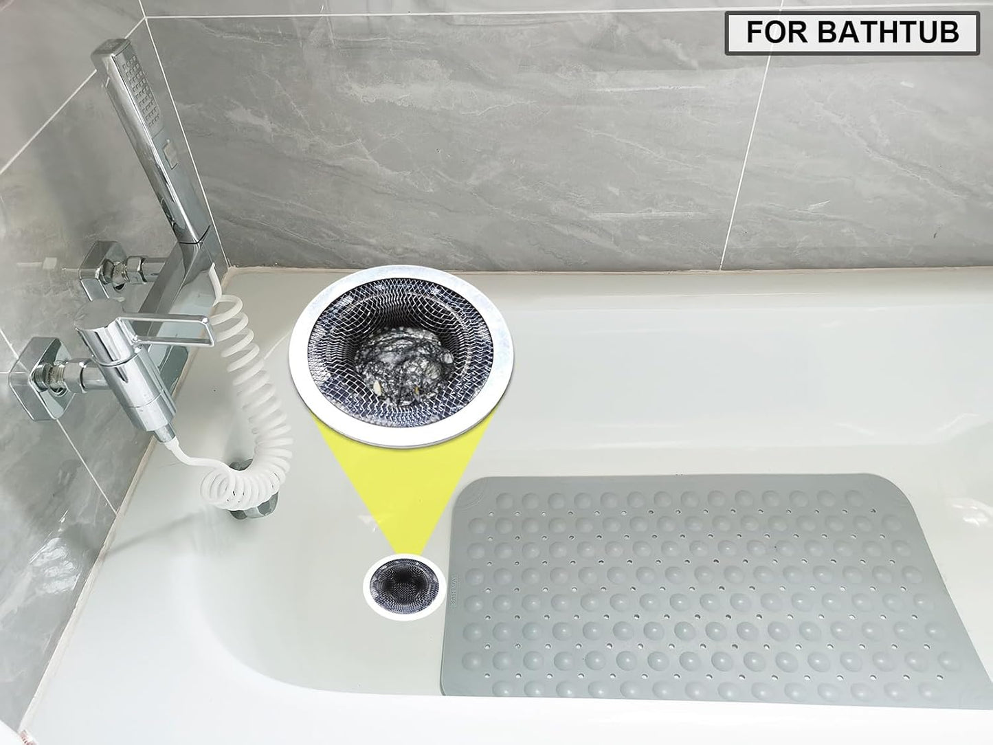 Seatery 2PCS Tub Drain Hair Catcher - 2.75 inch Shower Drain Mesh Strainer, Stainless Steel Shower Bathtub Drain Cover, Bathroom Sink Strainer Filter Basket for Bathroom Sink, Wash Basin Floor Drain