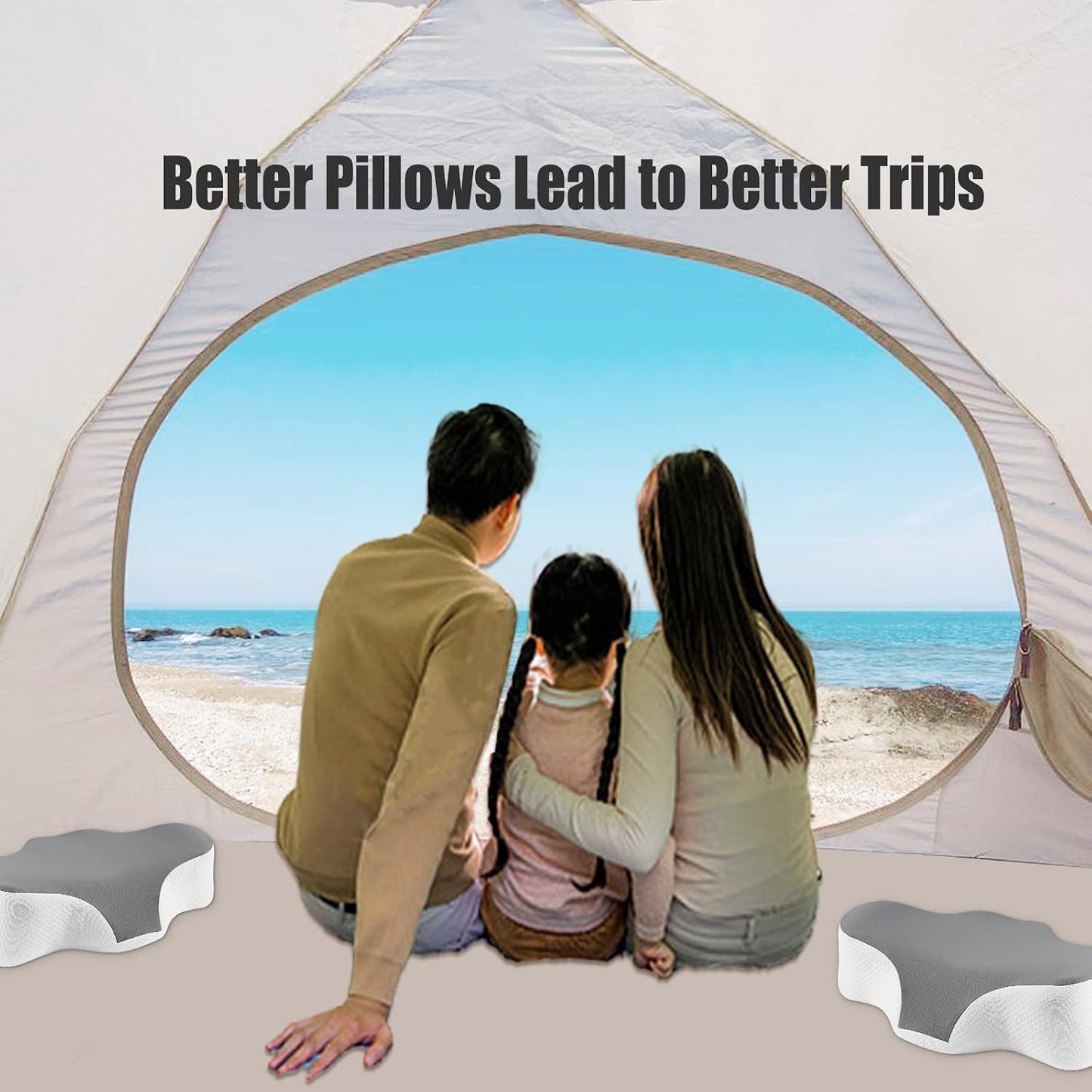 Bespilow Travel Size Cervical Neck Pillow for Sleeping,Ergonomic Support | Small Comfortable Contour Memory Foam Pillows for Neck Pain Relief, Compact Camping Pillow for RV, Road Trip, Cooling Cover