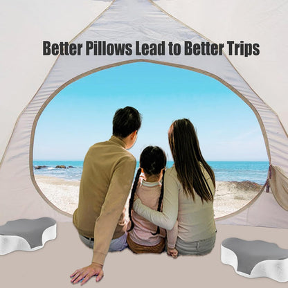 Bespilow Travel Size Cervical Neck Pillow for Sleeping,Ergonomic Support | Small Comfortable Contour Memory Foam Pillows for Neck Pain Relief, Compact Camping Pillow for RV, Road Trip, Cooling Cover