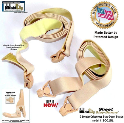 Holdup Bed Sheet Stay-Downs Short Quad USA Patented Plastic Gripper Clasps