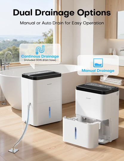 Small Dehumidifier,35OZ,25dB Quiet for Bedroom Bathroom Closet | 350 Sq.Ft, Energy Saving, Auto Defrost, Auto Shut-off, Colorful lights, for Wardrobe Office & RV, White