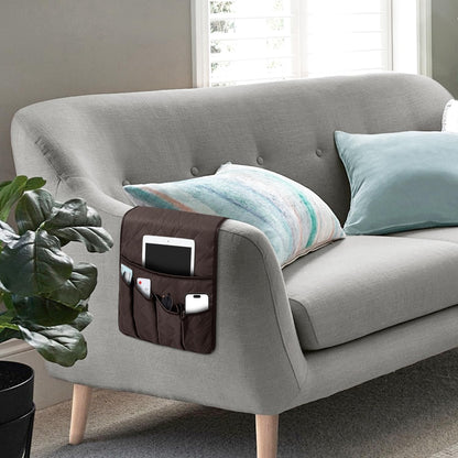 Grekos Sofa Armrest Organizer Remote Holder Bedside Caddy Organizer with 6 pockets, Chair Arm Holder Non-Slip Remote Control Holders Caddy for Magazine Tablet Phone Book