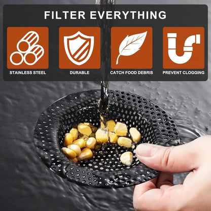 2 pcs Heavy Duty Stainless Steel Slop Basket Filter Trap, 2.75" Top / 1" Mesh Metal Sink Strainer,Perfect for Kitchen Sink/Bathroom Bathtub RV Wash Basin Floor Drain Balcony Drain Hole
