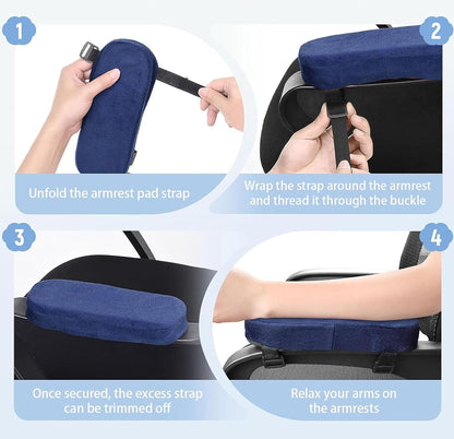 Office Chair Armrest Pads, Adjustable Fit, Set of 2