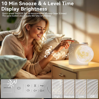 RETEYUNG Sunrise Alarm Clocks Sound Machine Moon Lamp for bedrooms