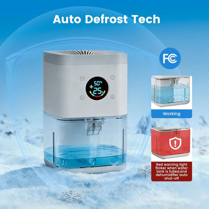 Small Dehumidifier for Bedroom – 63oz 35dB Quiet Auto Dehumidify (60/70%) & Continuous Mode for Bathroom Closet RV, Auto Defrost & Auto Shut-Off, 7-Color Flowing Night Light & Timer, Portable – White