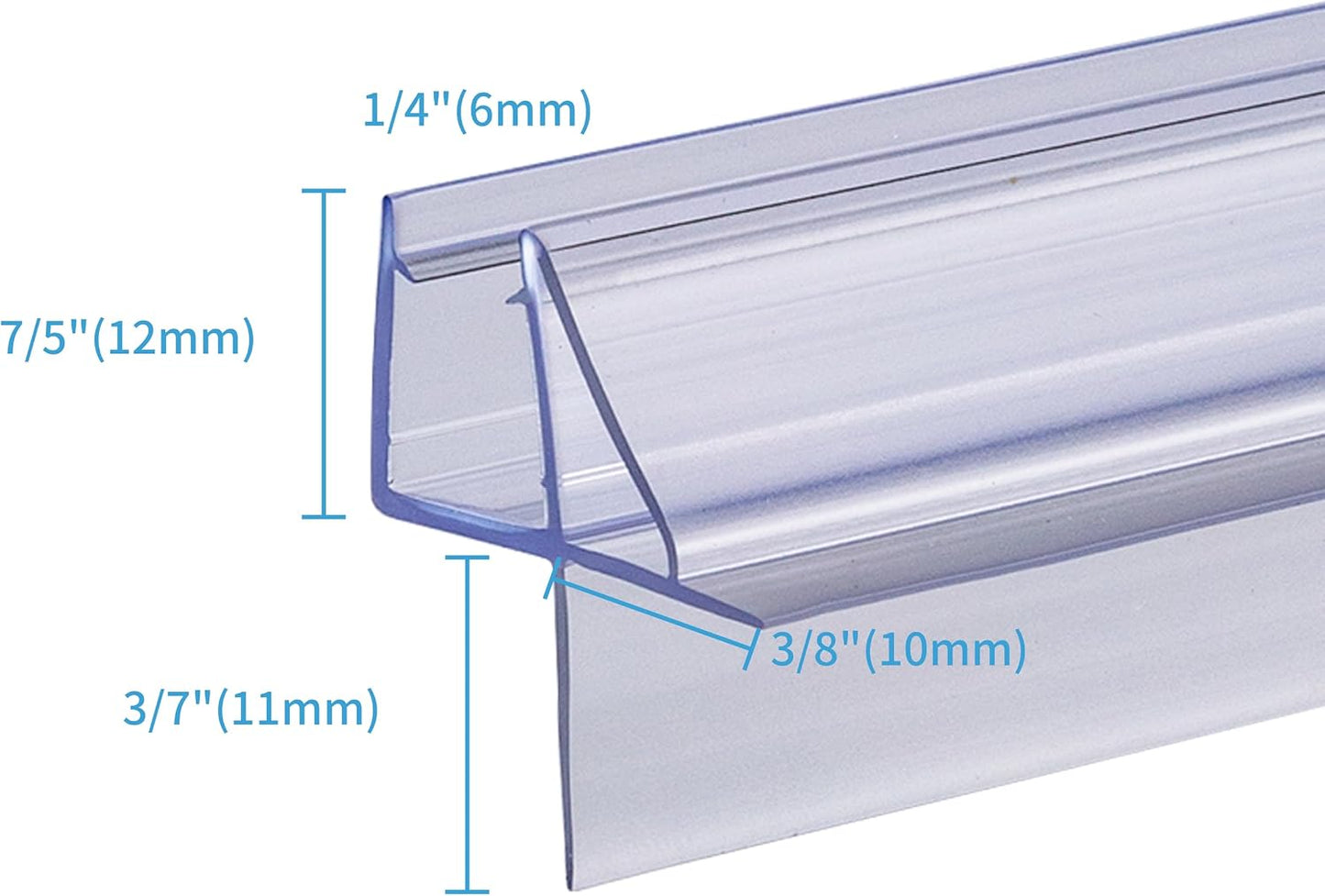 2-Pack ShowerDoor Bottom Seal 3/8" x 36" Polycarbonate Frameless Ultra Clear Shower Door Seal Strip for Glass Doors Stop Leaks and Create a Water Barrier Replacement Shower Cubicle