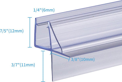 2-Pack ShowerDoor Bottom Seal 3/8" x 36" Polycarbonate Frameless Ultra Clear Shower Door Seal Strip for Glass Doors Stop Leaks and Create a Water Barrier Replacement Shower Cubicle