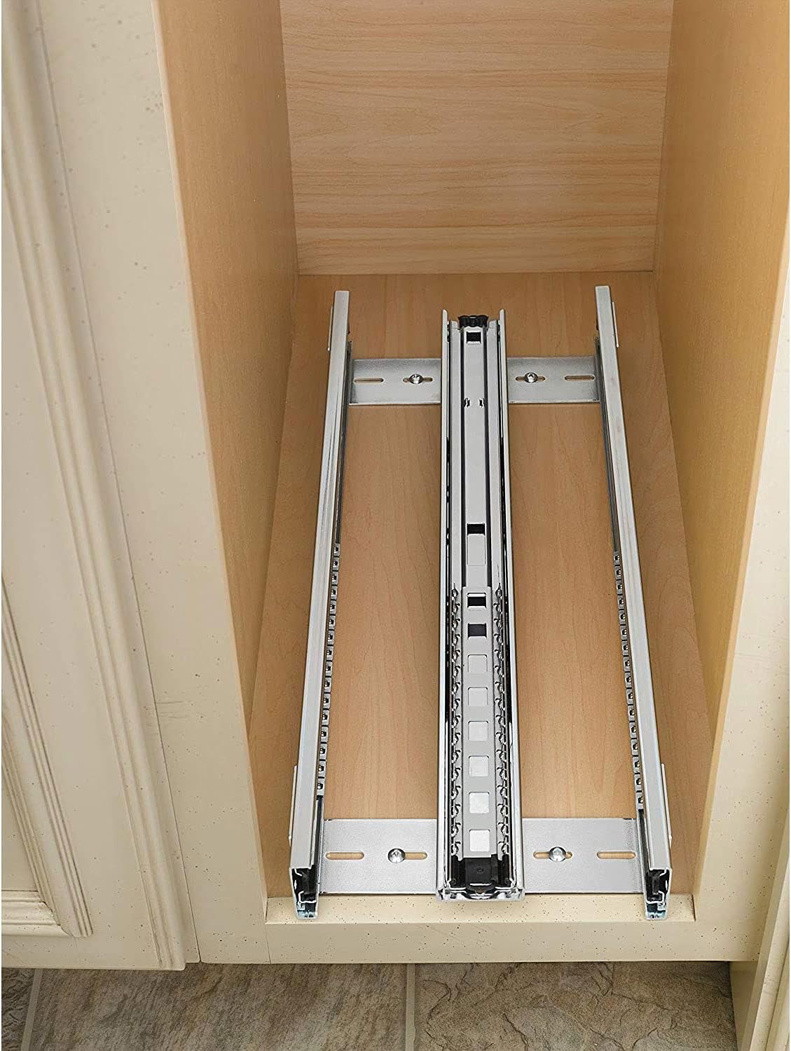 Rev-A-Shelf Pullout Kitchen Cabinet Organizer, Min Cabinet Opening 5.5" W | 5" W Slide Out Pantry Spice or Utensil Storage Rack with Adjustable Shelves for Base Cabinet Organization, 448-BC-5C