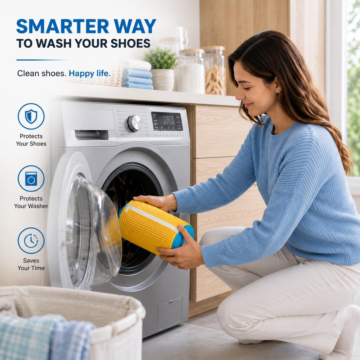 6-in-1 Premium Shoe Washing Machine Bag Kit – Laundry Shoe Bag for Washer & Dryer Safe, Reusable Sneaker Cleaning Bags with Microfiber, Auto-Lock Zipper, Includes Brush, Shoe Trees & Drying Bag