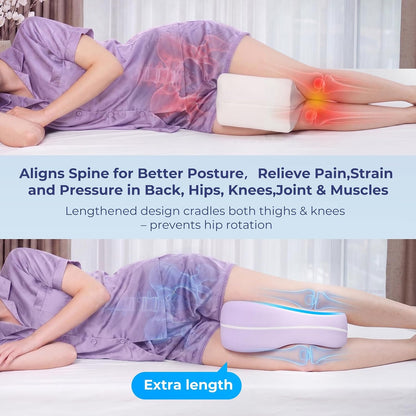 13" Extended-Length Knee Pillow for Side Sleepers with Full Thigh Support