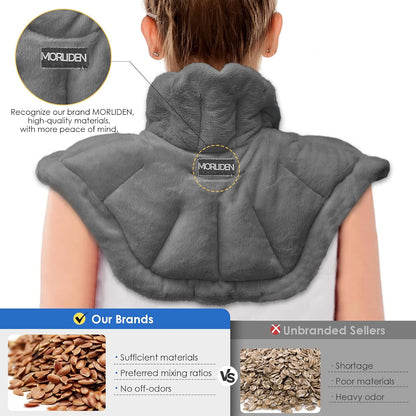 MORLIDEN Microwavable Heated Neck Wrap Warmer and Shoulder Weighted Heating Pad Microwave for Hot and Cold Compress - Purple