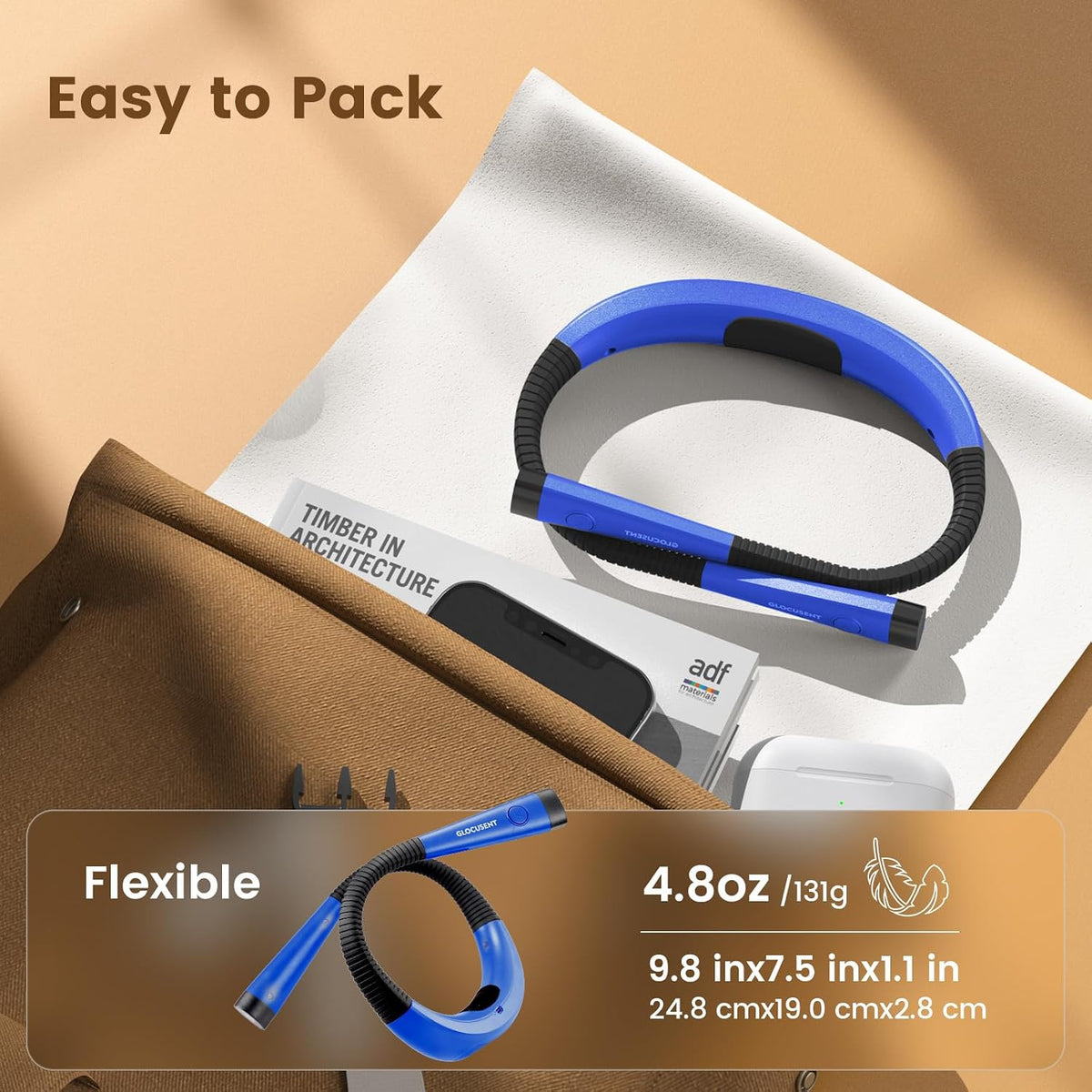 Glocusent Upgraded LED Neck Reading Light, Book Light for Reading in Bed