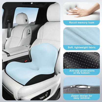 Seat Cushion for Office Chair and Car, L-Shaped Ergonomic Car Seat Cushions, Memory Foam Chair Cushion, Lumbar Support Pillow for Wheelchair, Car, Home, Office, Desk, Black