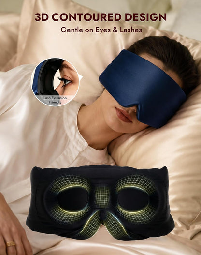 SilkSilky 22 Momme Mulberry Silk Sleep Mask for Side Sleepers, Black