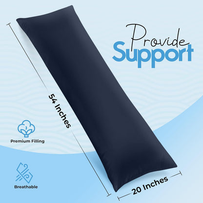 Utopia Bedding Full Body Pillow for Side Sleeper, White Long Pillow for Bed | Large Body pillows for Adults, Plush Support, Pregnancy Pillow Insert for sleeping, helps maintain body contour, 20x54 inches