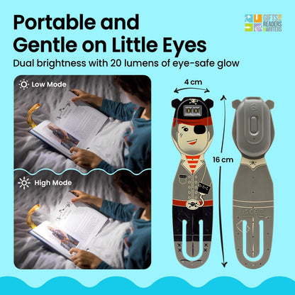 Gifts for Readers & Writers Rechargeable Book Light for Kids, Clip On Reading Light for Bed, 2in1 Flexilight Pals & Bookmark, 12 Hours of Light Once Charged, Includes USB Cable & 2 LED Lights, Dog