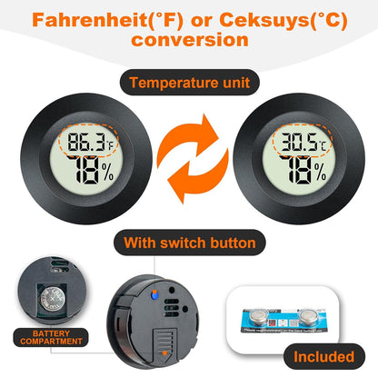 2 Pack Hygrometer Thermometer Mini Digital LCD Monitor Indoor/Outdoor Humidity Meter Gauge Temperature for Humidifiers Dehumidifiers Greenhouse Reptile Humidor Fahrenheit/Celsius(℉/℃) by QPEUIM