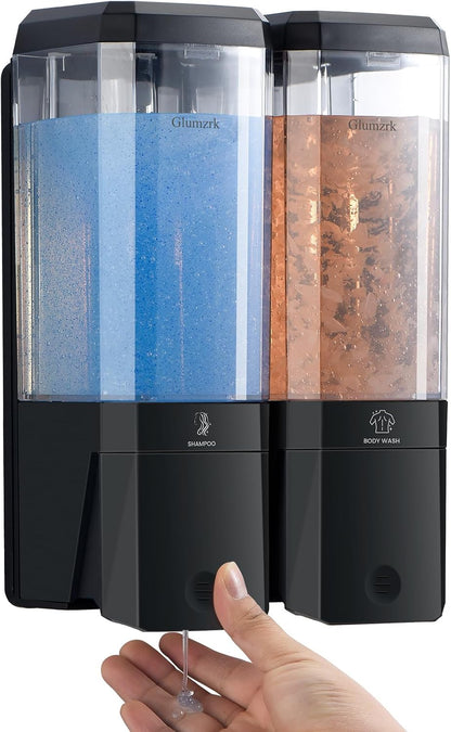 Shampoo and Conditioner Dispenser 3 Chamber No Drill Shampoo Dispenser for Shower Wall Mounted Shower Soap Dispenser 3 * 500ml Refillable Shower Dispenser for Bathroom Hotel(Black 3 Chamber)