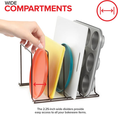 Stock Your Home Kitchen Cabinet Organizer, White (2 Pack) Steel Baking Sheet Holder with 4 Slots for Cabinet, Bakeware Organizer, Divider for Cutting Boards, Pot Lids, Pan Lids, Cookie Sheets