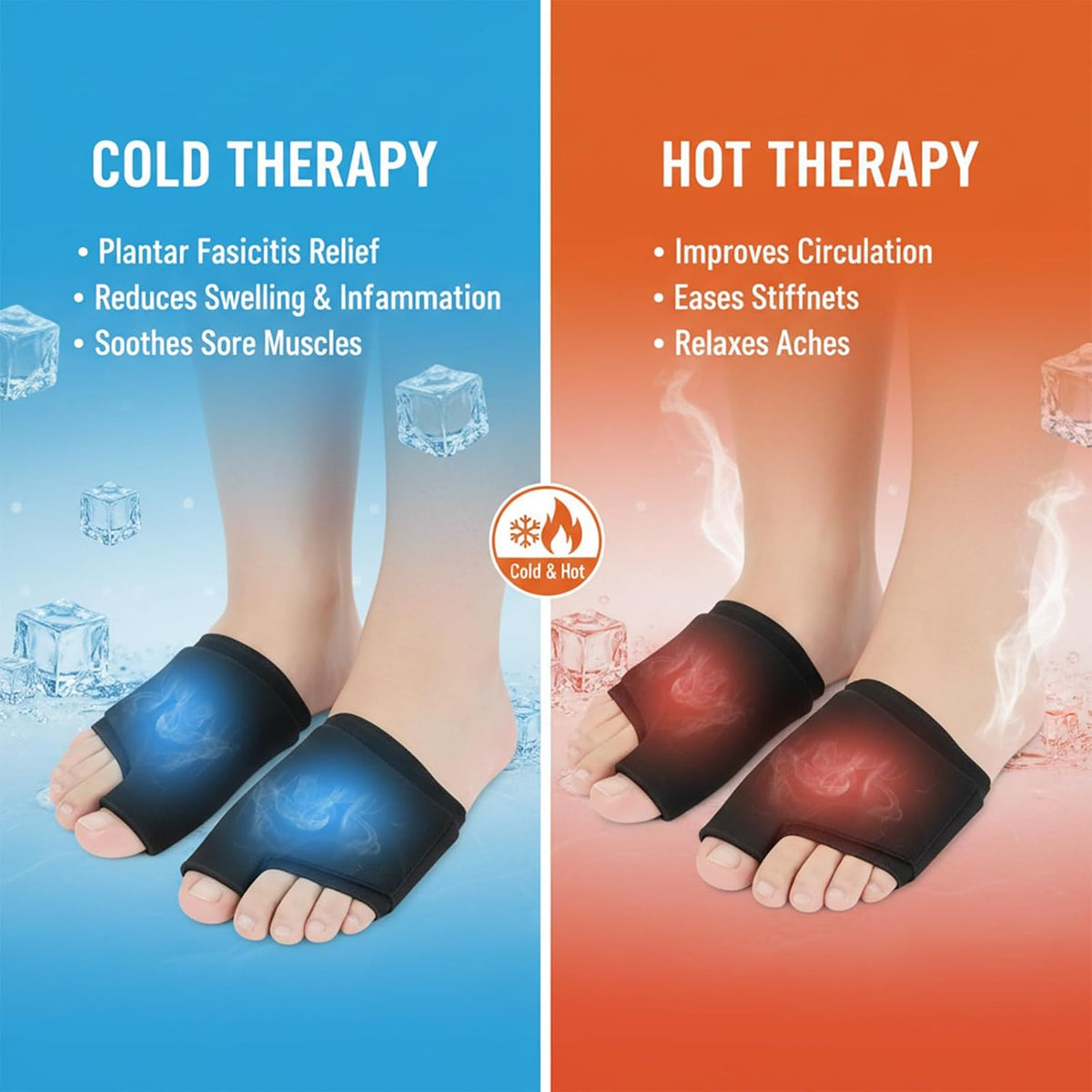 2PCS Forefoot Toe Ice Pack, Toe Ice Pad, Foot Ice Pack, Soft Forefoot Ice Packs, Reusable Ice Packs, Reusable Ice Pad Wrap for Foot, Toe, Finger Cold Therapy, Bunion Relief, Swelling (L)