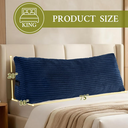 Headboard Pillow Queen, Headboard Wedge Pillow, Back Rest Pillows for Sitting, Reading, Working, Triangle Pillow with Removable Cover, Daybed Pillows for Bed Dorm Sofa, Dark Grey