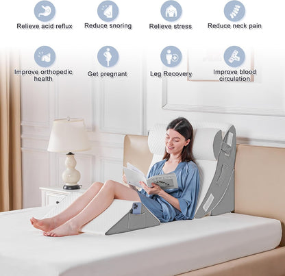 Yojoker Leg Elevation Pillows for Swelling, Memory Foam Wedge Pillow for Legs Blood Circulation, Leg Elevation Pillows for After Surgery, Knee Wedge Pillow for Sleeping Back Hip Ankles Relief