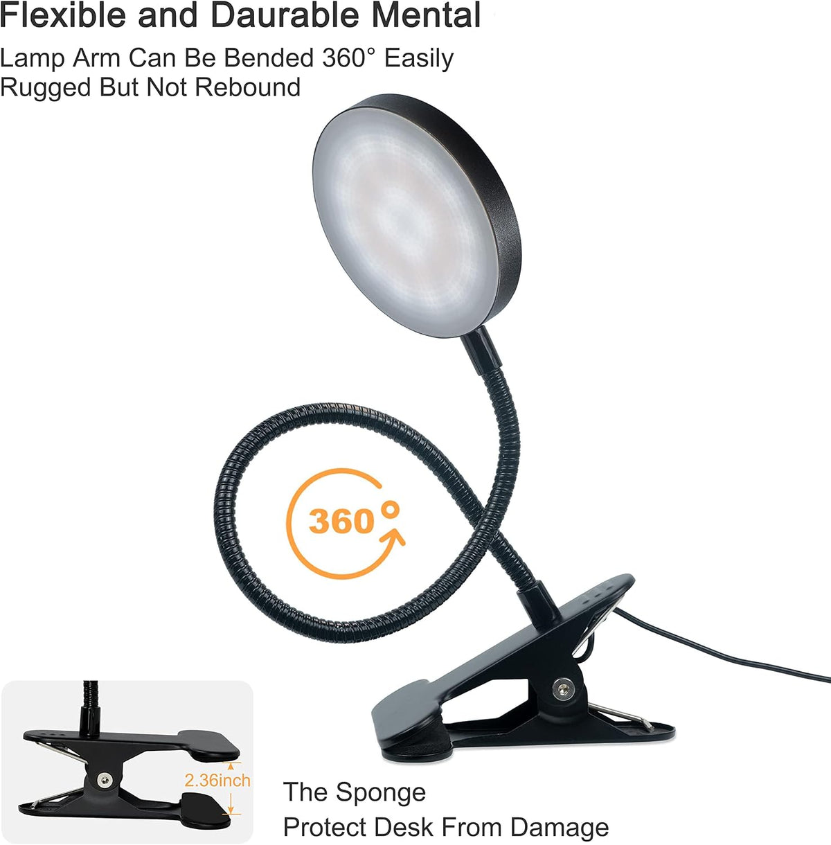 LiFMIRA Bed Lamp Clip on Light 8W 66 LED Reading Light for Bed White