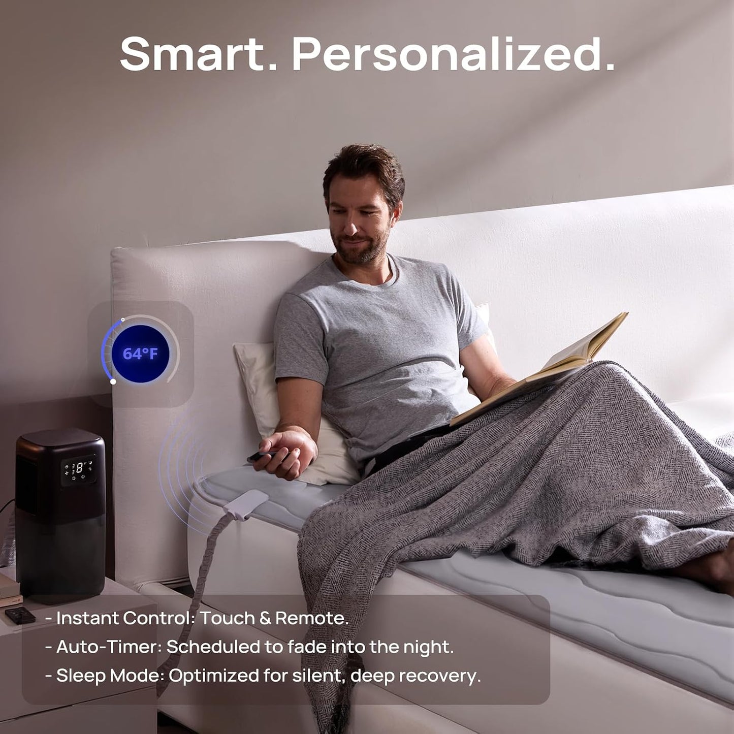Omni Sleep Water Cooling Mattress Pad for Hot Sleepers, Bed Cooling System with Cooling Fabric Zero-EMF Cooling Bed Pad Remote Control Quiet Sleep Mode Relief for Night Sweats Hot Flashes(Dark Gray)