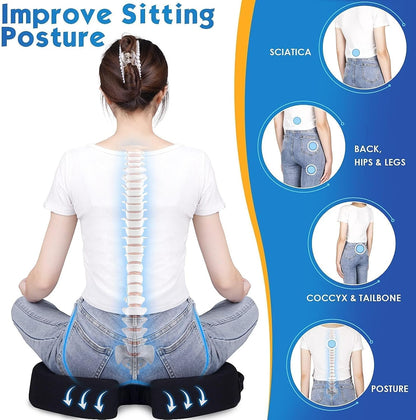 TushGuard Seat Cushion for Office Chair, Car, Memory Foam, Black Large | For Back, Coccyx, Sciatica, Tailbone Pain, Ergonomic Design, Non-Slip, Desk Wheelchair Use, Supportive Butt Pillow, For Man