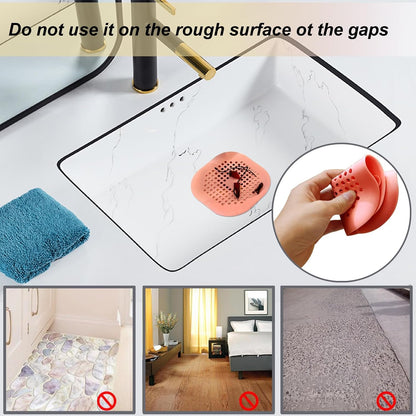 Bovinde Hair Drain Catcher,Square Cover for Shower 2 Pack (Black) | Drainer Cover Silicone Hair Stopper with Suction Cups,Protector Accessories,Easy to Install Suit for Bathroom,Bathtub,Sink