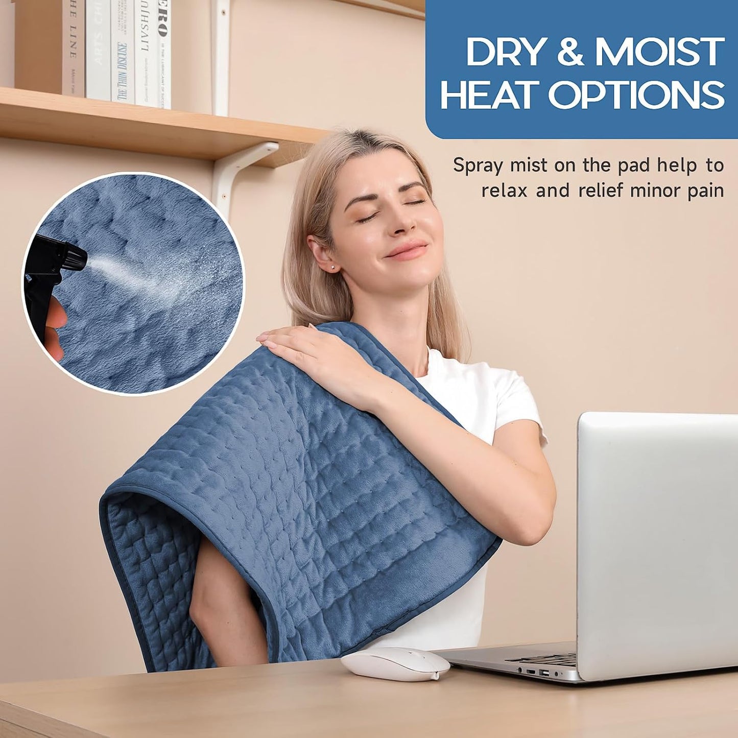 Heating Pad for Period Cramps, Heating Pad for Back/Neck/Shoulder Muscle Pain, 6 Heating&4 Timer Setting, Auto Shut Off, Dry/Moist Heat & Machine Washable, Gray Birthday Christmas Gifts for Women Mom