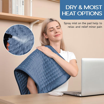 Heating Pad for Period Cramps, Heating Pad for Back/Neck/Shoulder Muscle Pain, 6 Heating&4 Timer Setting, Auto Shut Off, Dry/Moist Heat & Machine Washable, Gray Birthday Christmas Gifts for Women Mom