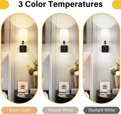Battery Operated Wall Sconces Set of 2, Rechargeable Sconces with Remote