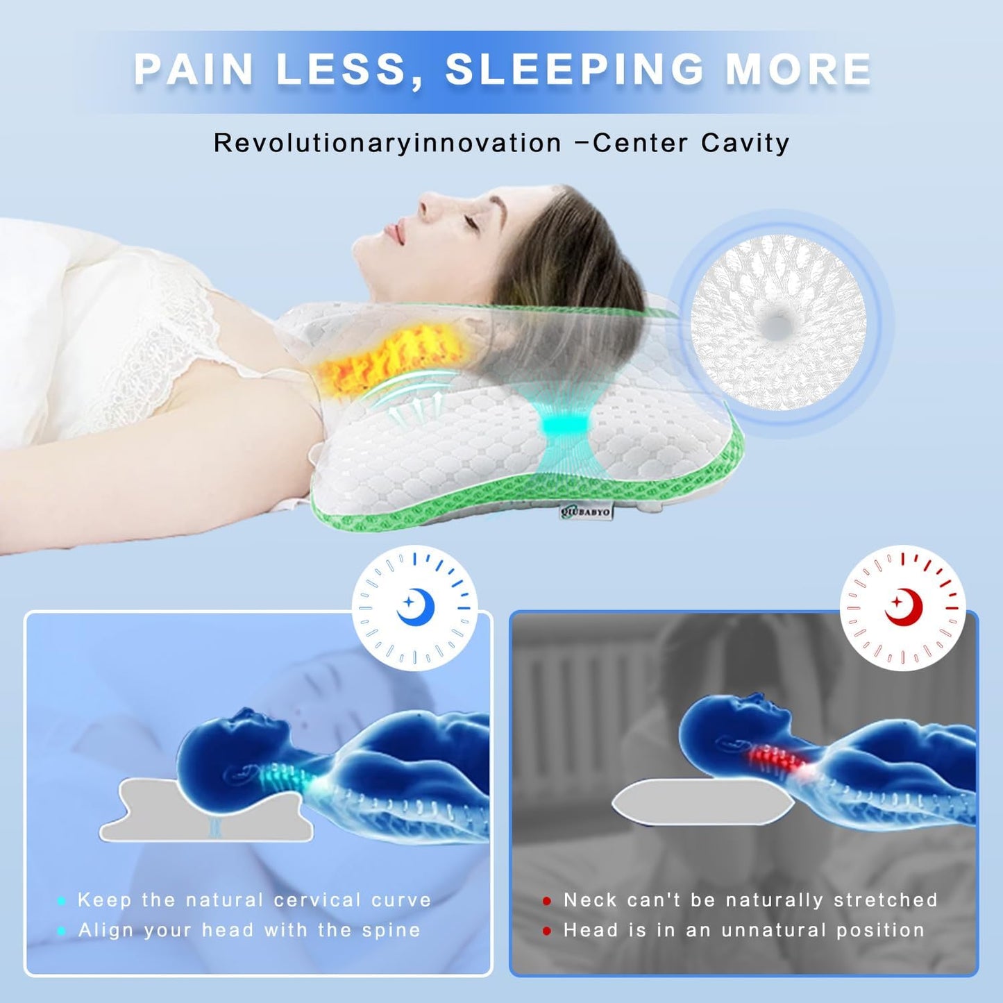 Pain Relief Cervical Pillow for Neck Support, Adjustable Ergonomic Pillow | Cozy Sleeping, Odorless Orthopedic Memory Foam Pillow, Contour Bed Pillow for Side Back Stomach Sleeper