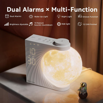 RETEYUNG Sunrise Alarm Clocks Sound Machine Moon Lamp for bedrooms