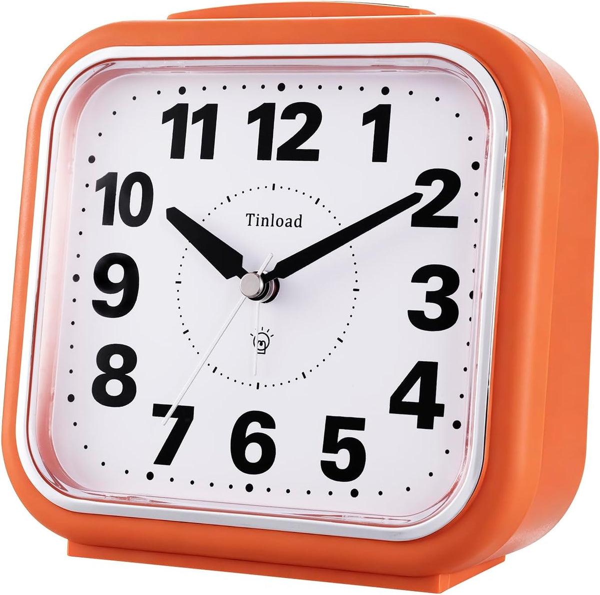 Tinload 5.5" Large No Ticking Analog Alarm Clock,Silent Readable for Seniors,Easy to Set,Gradual Rise Alarm,Big Numbers,Gentle Wake,Snooze, Lighted on Demand,Battery Operated,Black