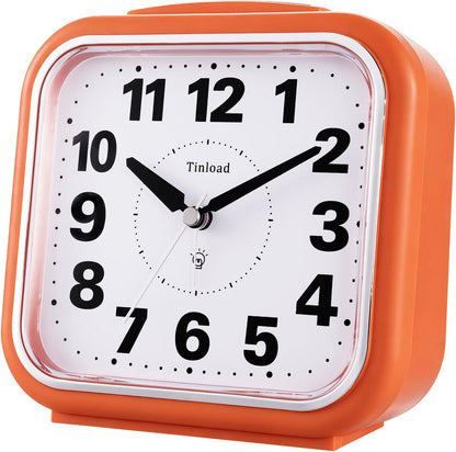 Tinload 5.5" Large No Ticking Analog Alarm Clock,Silent Readable for Seniors,Easy to Set,Gradual Rise Alarm,Big Numbers,Gentle Wake,Snooze, Lighted on Demand,Battery Operated,Black